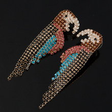 PPG&PGG Women Fashion Colorful Australia Crystal Tassel Earrings Elegant Gold Bird Earrings Wedding Party Parrot Jewelry 2024 - buy cheap