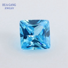 2x2~10x10mm 5A Sea Blue Square Shape Princess Cut CZ Stone Synthetic Gems Cubic Zirconia For Jewelry 2024 - buy cheap