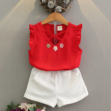 Girls Clothing Sets 2020 Summer New Kids Clothes Fashion Chiffon Sleeveless T-shirt + Shorts Suit For Girl 2024 - buy cheap