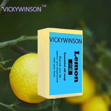 VICKYWINSON 100% natural lemon Oil Handmade Soap skin cleansing wash Hair Acne Treatment Remove Whelk Shrink Pore 50 2024 - buy cheap