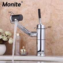 Monite Solid Brass Bathroom Faucet Kitchen Faucets Deck Mounted All Around Rotate Swivel 360 Single Handle Faucet Mixer Tap 2024 - buy cheap