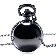 Кварцевые карманные часы в стиле стимпанк черного цвета с гладким шариком, ожерелье, подвеска с цепочкой, подарок для женщин и девушек, P68 2024 - купить недорого