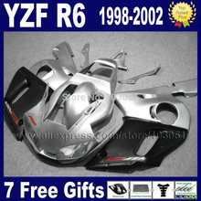 Carenado personalizado para moto de carretera, para YAMAHA R6 1998 1999 02 00 99 98, plata, negro mate, 2000 2001 2002 YZF R6, 7 regalos 2024 - compra barato