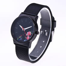 Relogio Feminino 2019 New Fashion Watch Women Floral Design Black Case Japan Bracelet Wristwatches Quartz Watches Reloj Mujer 2024 - buy cheap