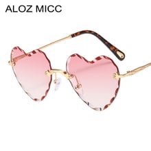 ALOZ MICC Sexy Love Heart Sunglasses Women Brand Designer Rimless Metal Sun Glasses Female Pink Grey Gradient Oculos UV400 Q235 2024 - buy cheap