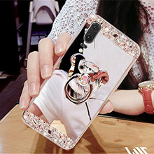 Для Huawei y3 y5 y6 y9 2017 y7 prime 2018 2019 чехол с зеркальным кристаллом чехол для телефона с кольцом mate 20 30 10 lite 9 pro p10 2024 - купить недорого