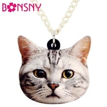 Bonsny-collar acrílico de gato y gatito, Gargantilla con cadena colgante, joyería de Animal para mujeres y niñas, regalos al por mayor 2024 - compra barato