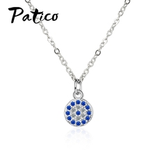 Hot Sale 100% 925 Sterling Silver  Lucky Blue Clear Small CZ Pendant Necklace Women Luxury Sterling Silver Jewelry 2024 - buy cheap