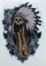 Водостойкая Временная тату-наклейка для индейцев, перо, головной убор, Череп, тату-наклейка, s флэш-тату, поддельные татуировки для мужчин 2024 - купить недорого