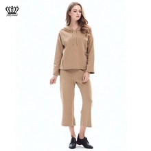 2019 new spring and autumn Cotton fashion two-piece hooded long-sleeved sweater casual pants suit gray 2024 - buy cheap