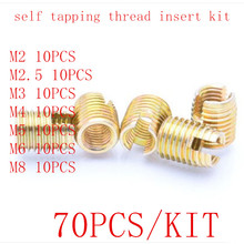 70pcs steel with zinc self tapping thread insert kit, M2 m2.5 M3 M4 M5 M6 M8 Helical Insert Self Tapping Slotted Screw 2024 - buy cheap