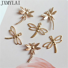 10 PCS Fashion Metal Alloy KC Gold Dragonfly Connectors Charms Findings For Jewelry Making 2024 - buy cheap