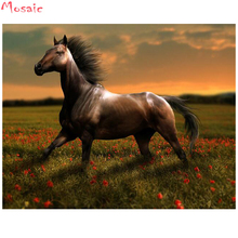 Diamante bordado cavalo animais imagem de strass praça cheia pintura diamante ponto cruz kits de flores mosaico decoração para casa 2024 - compre barato