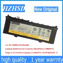 Bateria original de laptop 11.1v, 50wh, 4520mah, para lenovo ideapad yoga 2 série 13, notebook integrado, 31cp469/81-2 2024 - compre barato