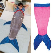 Saco de dormir para siesta de verano, manta suave de lana de cola de sirena de tiburón, saco de dormir para niños, manta de sirena, saco de dormir 2024 - compra barato