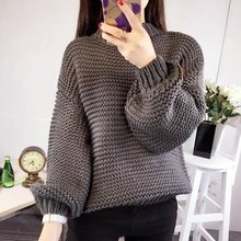 Women Korean Sweater Thick Coarse Wool Knitted Tops Fashion Casual For Autumn Winter Knitted Pullover SW261 2024 - buy cheap