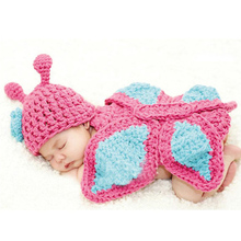Детская шапка-бабочка, накидка, костюм, реквизит для фотосъемки новорожденных девочек, вязаная крючком Детская одежда для фотосессии 2024 - купить недорого