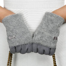 REALBY перчатки для экрана зимние перчатки из ангорской шерсти женские элегантные женские Лоскутные плотные мягкие теплые розовые серые Gants Femme A5592 2024 - купить недорого