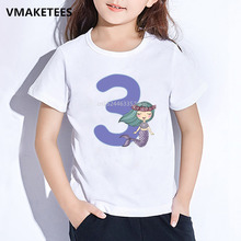 Детская футболка с рисунком русалки, Милая футболка с рисунком на день рождения, номер 1-10, футболка для девочек, детский подарок на день рождения, забавная одежда, HKP5263 2024 - купить недорого