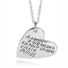 Teacher Gift It Takes a Big Heart to Help Shape Little Minds Charm Heart Pendant Necklace for Teacher 2024 - buy cheap