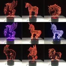 2018 New Animal Kawaii Unicorn 3D LED Lamp Night Light Multi colors RGBW Bulb Christmas Decorative Gift Cartoon Luminaria Toys 2024 - buy cheap