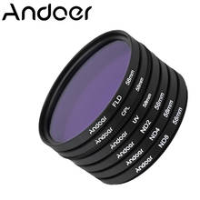 Andoer 58mm Polarizing Fluorescent Neutral Density Filter Kit UV+CPL+FLD+ND(ND2 ND4 ND8) Filter for Nikon Canon Sony Pentax DSLR 2024 - buy cheap