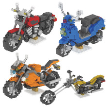 Haiyang-mini blocos de construção, modelo 3d, faça você mesmo, bicicleta, motocicleta, brinquedo educacional azul vermelho para crianças, para coleta 2024 - compre barato