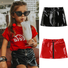 2 Colors Black Red Toddler PU Skirts Fashion Kid Baby Girl Skirt Princess Girls Sequins Zipper Leather Mini Skirts Clothes 2024 - buy cheap