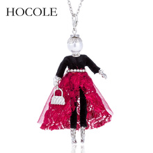 HOCOLE-collar con falda roja de perlas de imitación para mujer, colgante de cadena larga, accesorios de moda para chica, joyería de aleación nueva 2024 - compra barato