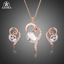 AZORA Heart Design with Oval Clear Austrian Crystal Pendant Necklaces and Earrings Jewelry Sets for Valentine's Day Gift TG0229 2024 - buy cheap