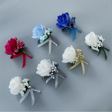 1 Piece Handmade Wedding Boutonniere Groom Groomsman Corsage Artificial Flower Silk Rose Man Suit Brooch Flowers Cloth Corsages 2024 - buy cheap