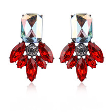 LUBOV Elegant Acrylic Flower Stud Earrings Shining Rhinestone Decoration Metal Alloy Piercing Earrings Fashion Women Jewelry 2024 - buy cheap