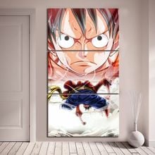 Canvas Prints Poster Home Decor 3 Pieces Anime Monkey D. Luffy One Piece Pictures Wall Art Modular Bedside Background Painting 2024 - buy cheap