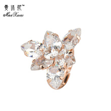 Brand Triangle flower Bling Cubic Zircon Elegant Original Golden Plated Dazzling Daisy Ring Clear crystal Women Jewelry 2024 - buy cheap