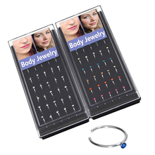 40pcs Surgical Steel CZ Crystal Nose Hoop Ring Piercing CZ Gem Nose Stud Retainer Body Jewelry with gift box 2024 - buy cheap