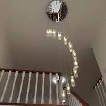 Led moderna sala de estar lâmpadas pingente cristal lâmpada escada iluminação longa espiral cristal pendurado lampara techo colgante g4 2024 - compre barato