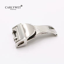 Carlywet 18mm prata 316l aço inoxidável, pulseira de relógio com fecho de desenvolvimento para menos 2.5mm pulseira de couro de borracha 2024 - compre barato