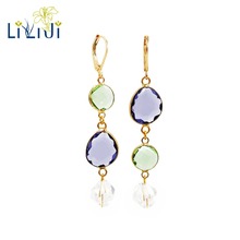 Lii Ji Unique Assymetric Earrings Crystal 925 Sterling Silver 18K Gold Color Long Dangle Earrings 2024 - buy cheap