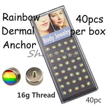 Showlove 16G 40pcs Case Titanium Gay Pride Dermal Anchor Top Piercing Rainbow Logo 2024 - buy cheap
