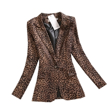 Brie, chaqueta de traje con estampado de leopardo para mujer, ropa de abrigo informal con un botón, abrigo de manga larga de talla grande 3XL 2024 - compra barato