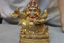 Collectible bronze lion statue S0052 5 Tibet Temple Old Pure Copper 24K Gold Gilt Vajrapani Mahakala Buddha Statue 2024 - buy cheap