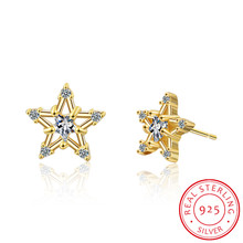 Starshine Limpar Cz 925 Sterling Silver Star Push-back Das Mulheres Do Parafuso Prisioneiro de Jóias Brincos Pendientes Mujer 2024 - compre barato