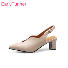  Brand New Fashion Apricot Gray Women Casual Sandals High Heel Lady Slingback Shoes ES912 Plus Big Small Size 10 28 43 46 2024 - buy cheap