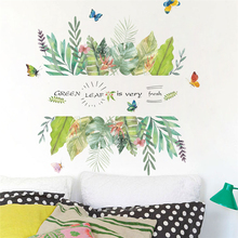Naturalmente planta verde da borboleta decalques de parede sala de estar fundo tv home decor pvc adesivos de parede pvc mural art diy cartazes 2024 - compre barato