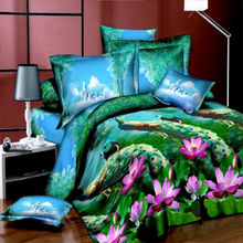 3D Bedclothes "Peacock Flower" 4pcs Bedding Sets  King Or Queen Reactive Print 2024 - buy cheap