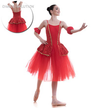 Vestido de bailarina para niño vendedor caliente y adulto, tutú rojo español de Ballet de danza, rendimiento, 18702 2024 - compra barato