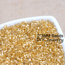 16g 1000pcs 2*3mm Gold Tone Silver Lined Tube Loose Spacer Beads Cezch Glass Seed Beads Handmade Jewelry Making DIY Garment Bead 2024 - buy cheap