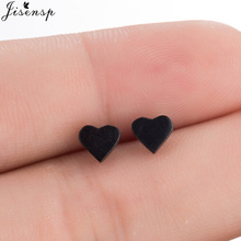 Jisensp Black Stainless Steel Peach Heart Stud Earrings for Women Everyday Jewelry Cute Love Earrings Girls Valentine's Day Gift 2024 - buy cheap