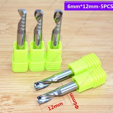 6mm*12mm,5pcs,Freeshipping CNC machine solid carbide insert router bit,Class-A 1 Flute spiral end Milling cutter,PVC,MDF,Acrylic 2024 - buy cheap