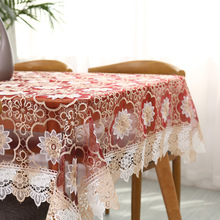 Transparent Tablecloth Lotus Embroidery European Style Water Soluble Lace Hem Yarn Cover Washable Table Cloth for Tea Table 2024 - buy cheap